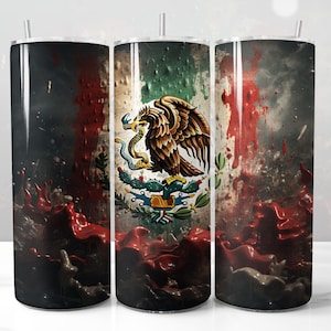 Mexican Patriotic Tumbler Wrap, Mexican Flag Tumbler Wrap, 20 oz Skinny Tumbler Sublimation 3D Design, PNG Image, Straight Tumbler Wrap