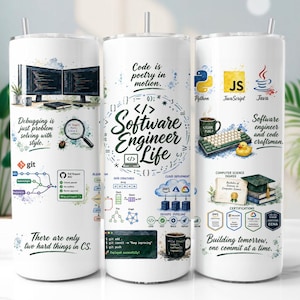 Software Engineer Tumbler Wrap PNG, Coding 20oz Skinny Tumbler Sublimation Design, Digital Download