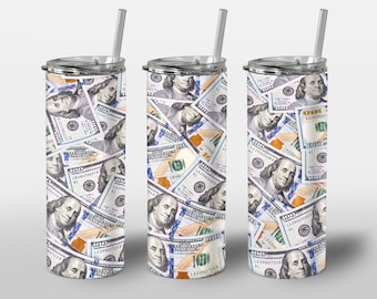 Money Design for Tumbler, STRAIGHT 20oz Skinny Tumbler Wrap Sublimation