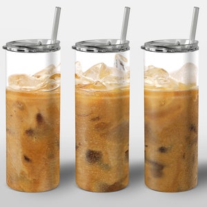 Iced Coffee Cup Design for Tumbler, STRAIGHT 20oz Skinny Tumbler Wrap Sublimation