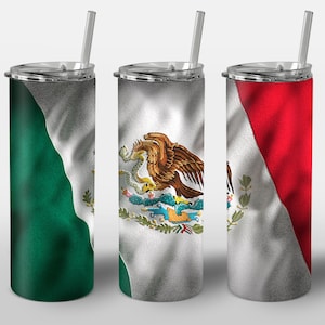 Conception 3D du drapeau du Mexique pour Tumbler, Drapeau national mexicain 3d, Image PNG, STRAIGHT 20oz Skinny Tumbler Wrap Sublimation