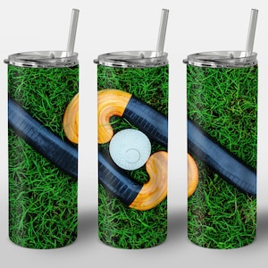 Field Hockey Design for Tumbler, Sticks Ball Grass Image Design, STRAIGHT 20oz Skinny Tumbler Wrap Sublimation
