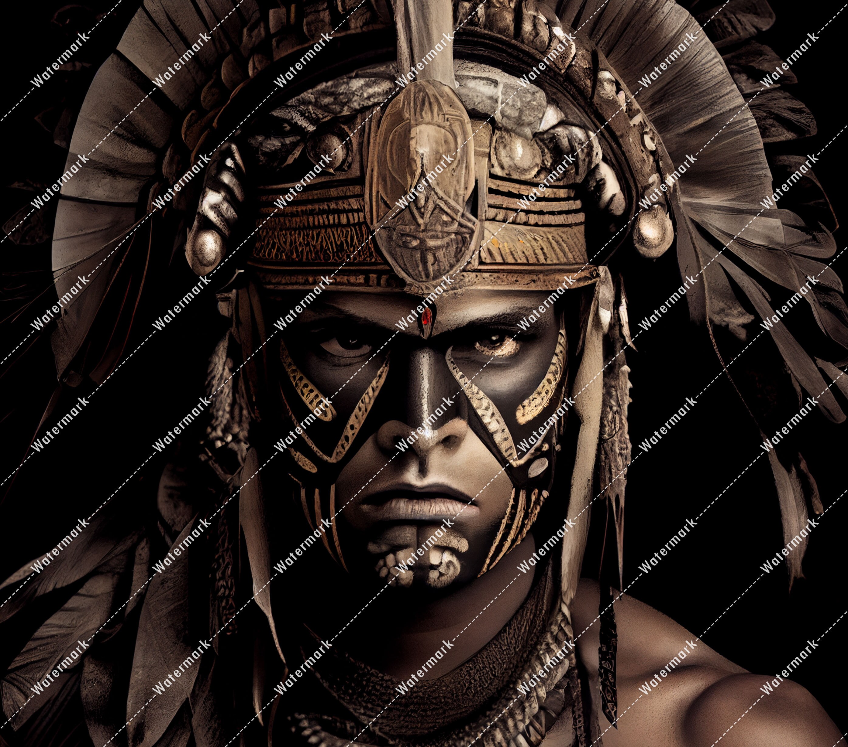 Aztec Warrior Design for Tumbler, Alcohol Ink Art, STRAIGHT 20oz Skinny ...