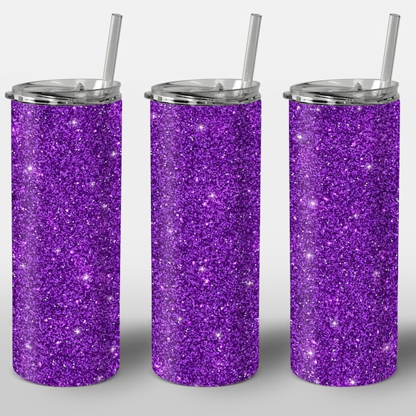 Purple Glitter Design for Tumbler, White Purple Silver Ombre Gradient Design, PNG Image, STRAIGHT 20oz Skinny Tumbler Wrap Sublimation