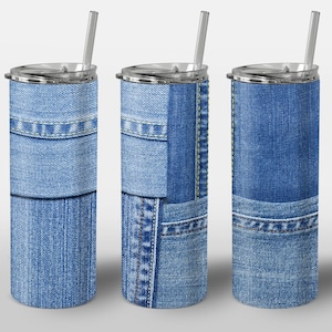 Denim Jeans Design for Tumbler, STRAIGHT 20oz Skinny Tumbler Wrap Sublimation