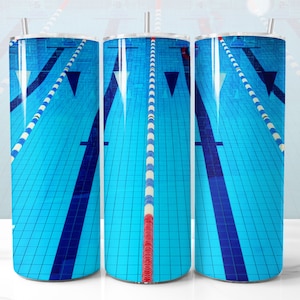 Swimming Pool Design for Tumbler, STRAIGHT 20oz Skinny Tumbler Wrap Sublimation Image