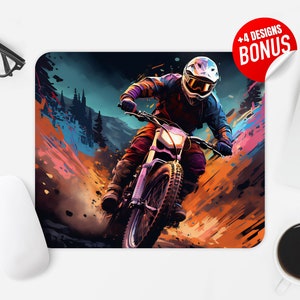 Dirt Bike Mouse Pad Sublimation Design, Motocross Computer Mouse Pad PNG Image, Printable Square Mouse Pad Template Digital Download