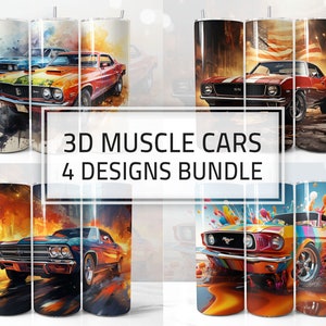 3D マッスルカー タンブラー ラップ バンドル、4 個セット ラップ メンズ デザイン PNG 20 オンス スキニー タンブラー昇華用