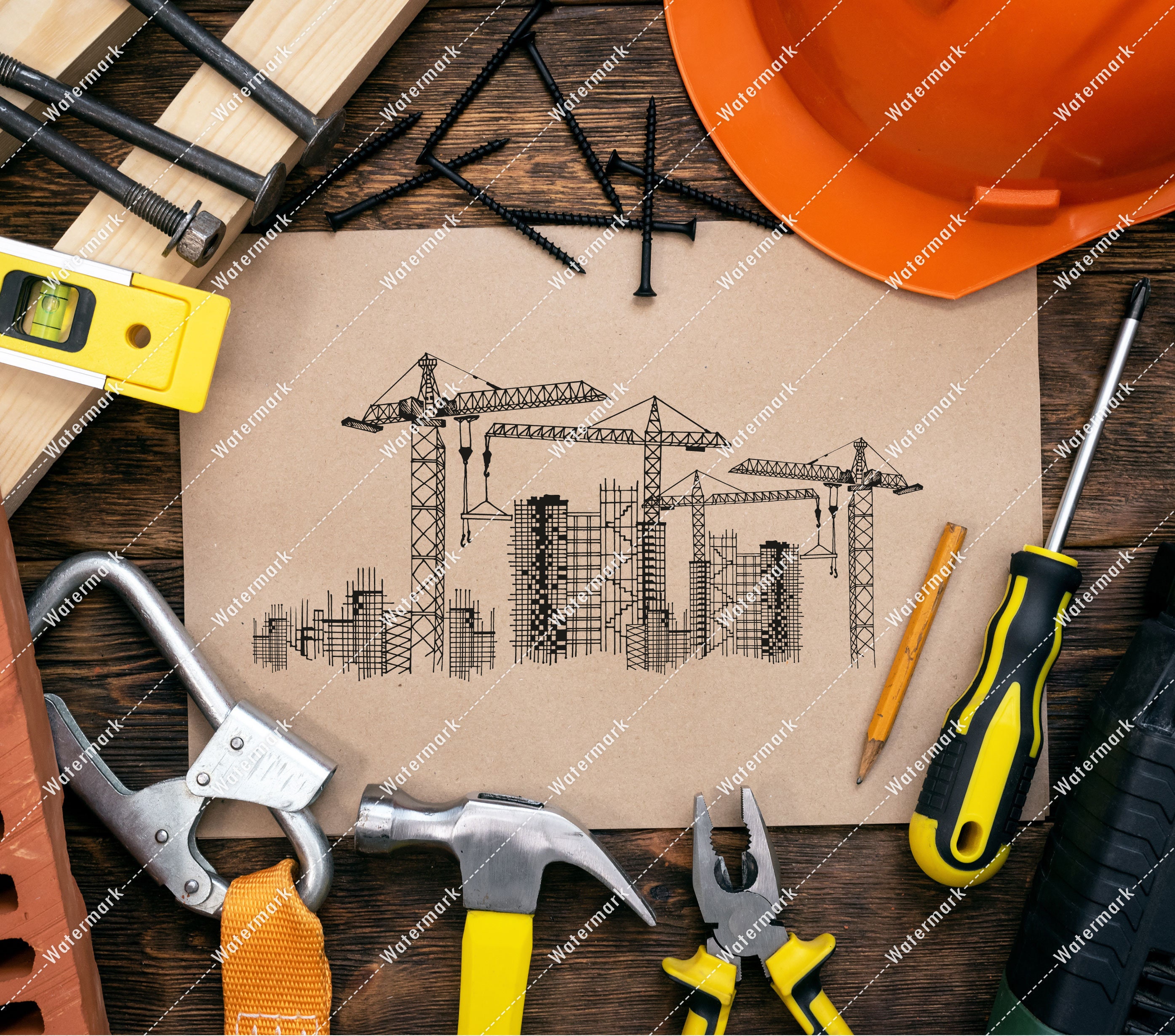 Construction Tools Design for Tumbler, Engineer Laborer Workman ...