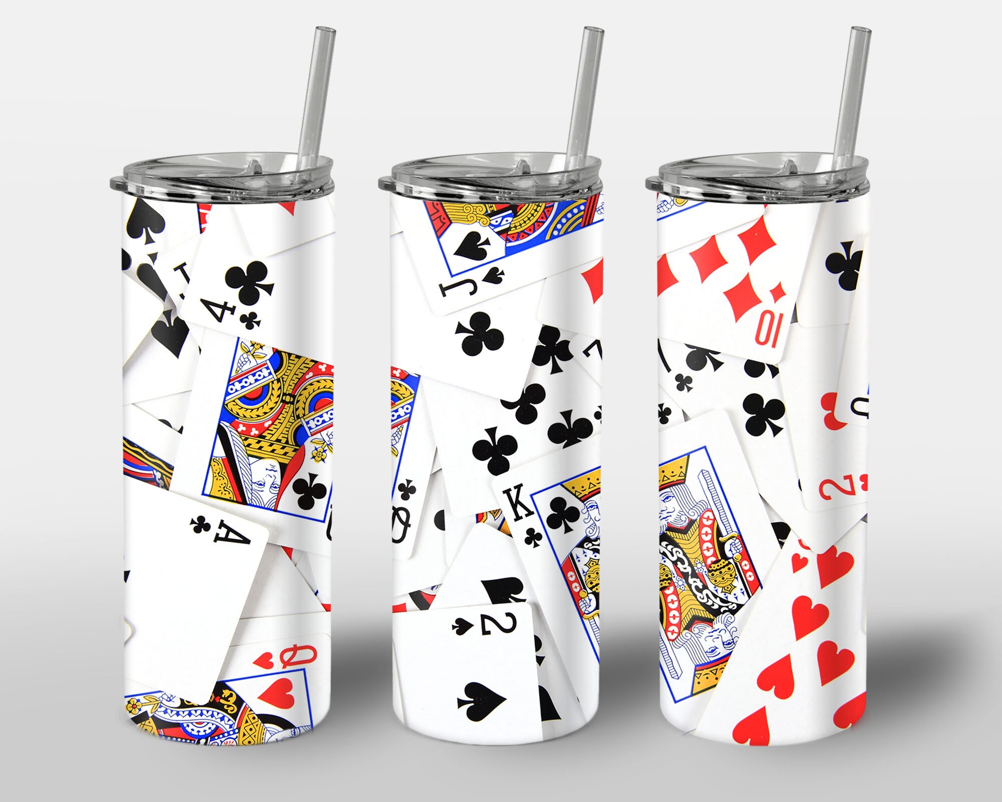 Cards Game Design for Tumbler, STRAIGHT 20oz Skinny Tumbler Wrap Sublimation