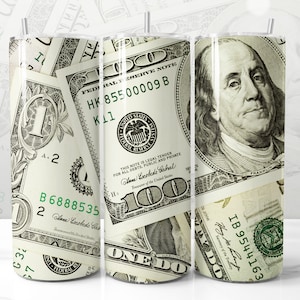 Money Design for Tumbler, STRAIGHT 20oz Skinny Tumbler Wrap Sublimation