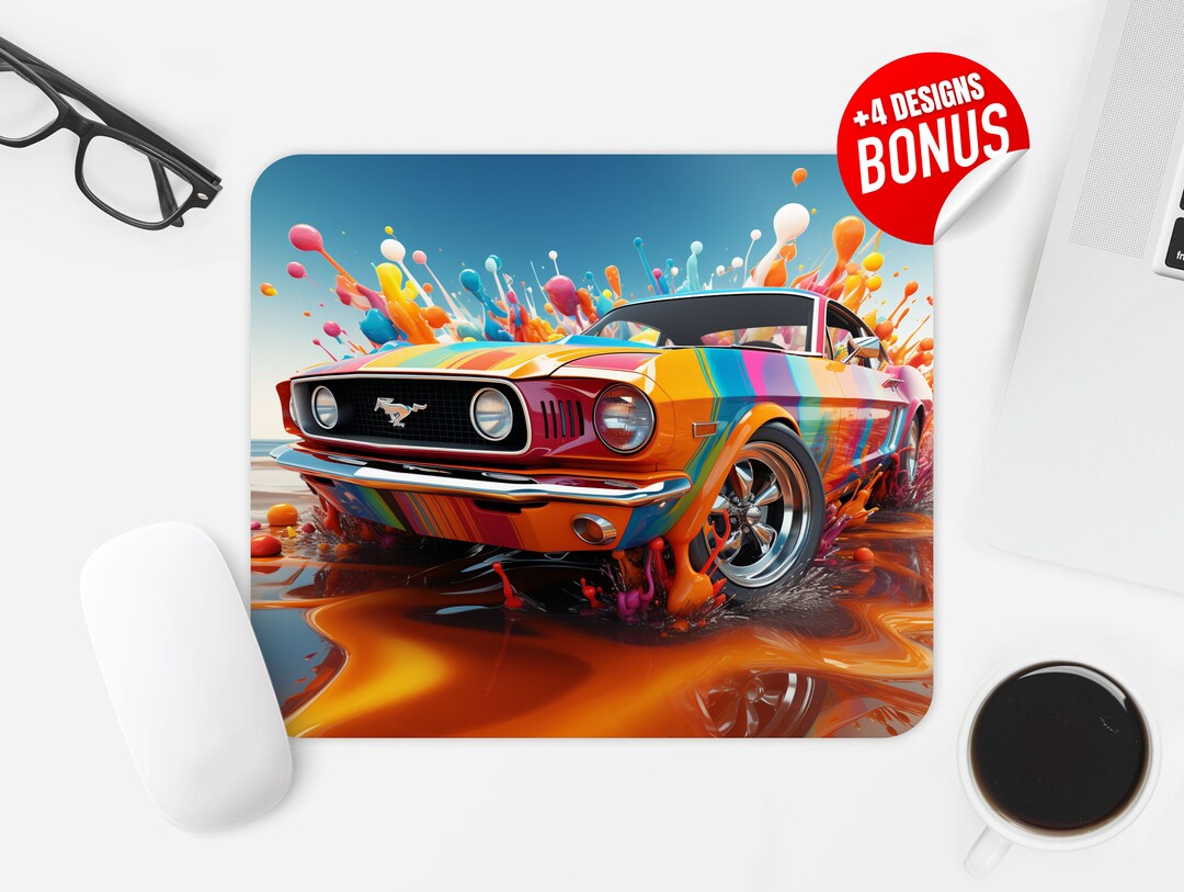 3D Colorful Muscle Car Paint Pad Sublimation Design, Muscle Car
