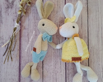 Amigurumi rabbit bunny Julia and René tutorial PDF, Spanish