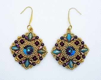 Happiness Earrings Tutorial with 14mm Gemduo and Dropduo Rivoli Beads