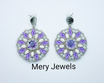 Explosion Earrings Tutorial with 14mm Gemduo and Superduo Rivoli Beads