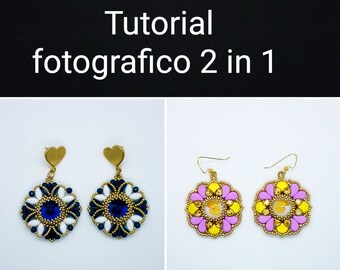2-in-1 photo tutorial: Fortuna earrings and Bella earrings with ginko irisduo and mobyduo paisley beads.