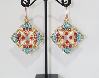 Maiolica Earrings Tutorial with Gemduo and Stormduo Beads