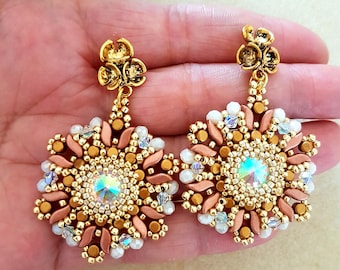 Arabesque Earrings Tutorial with Rivoli and Stormduo Beads