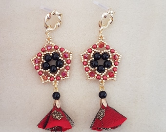 FIBY Earrings Tutorial, Photo tutorial in Italian, Earring pattern, DIY ITA earrings tutorial, DIY PDF, Beaded earrings