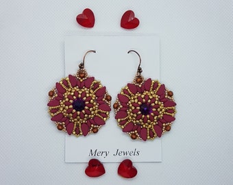 Passione Earrings Tutorial with 14mm Paisley Rivoli and Superduo