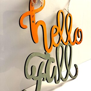 Hello Fall Orange and Green Sign