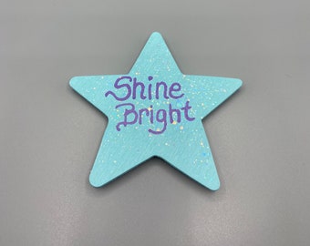 Bright Blue Glitter Shine Bright Like a Star Magnet