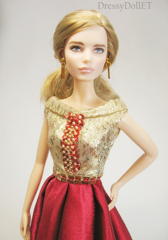 barbie doll gold dress