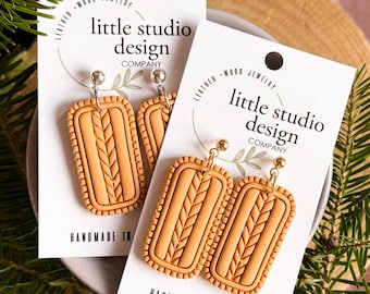 Mustard Yellow Clay Cable Knit Earrings, Handmade Polymer Clay Earrings, Winter Earrings, Michigan Handmade gifts
