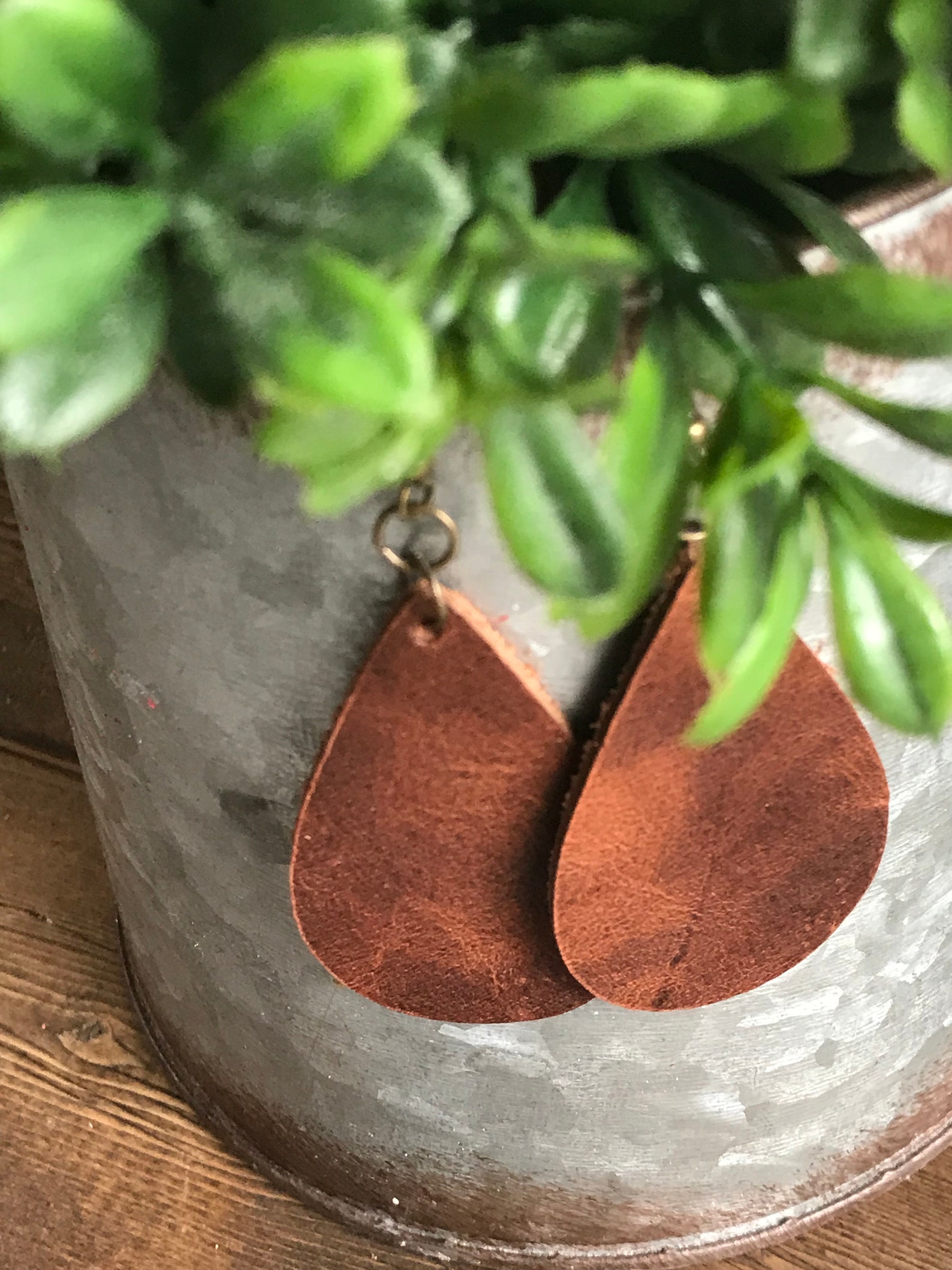 Genuine Leather Earrings Brown Leather Teardrop Earrings Etsy