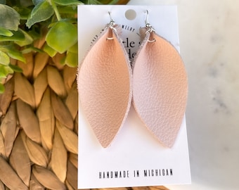 Blush Pink Petal Earrings, Boho Petal Earrings, Soft Vintage Pink Earrings, Bridesmaid Earrings, Gift for Mom, Little Studio Design Co