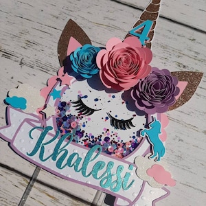 Unicorn Cake Topper - Unicorn Banner - Unicorn Party - Unicorn Cake Smash - Unicorn Shaker Cake Topper- Unicorn Birthday - Unicorn Sign