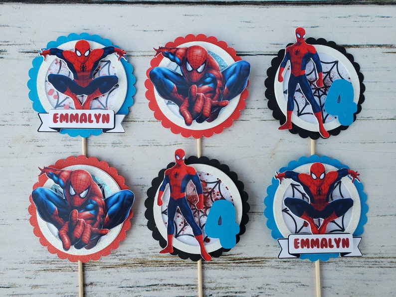 Spiderman Cupcake Toppers Spiderman and His Amazing Friends Etsy