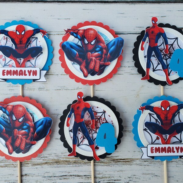 Spiderman Cupcake Toppers Etsy