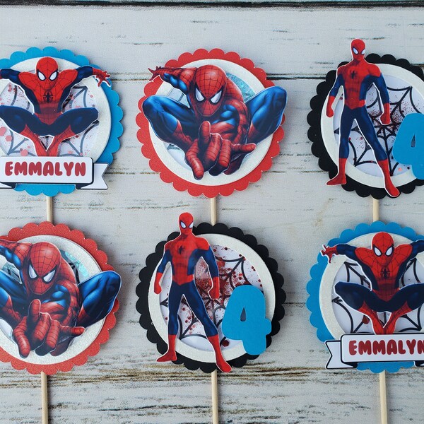 Spiderman cupcake toppers - Spiderman and his amazing friends - Spiderman party decor - Superheroes - Avengers - Spiderman birthday - Spidey