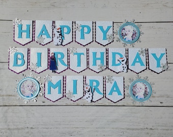 Frozen Happy Birthday Banner - Elsa Banner - Anna Banner - Disney Frozen - Frozen Theme - Frozen Party - Frozen Birthday - Elsa Party Decor