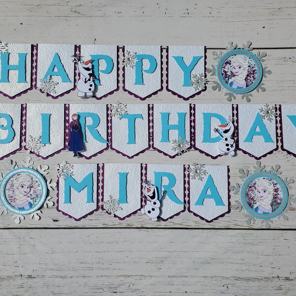 Frozen Happy Birthday Banner - Elsa Banner - Anna Banner - Disney Frozen - Frozen Theme - Frozen Party - Frozen Birthday - Elsa Party Decor