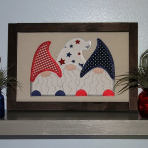 Patriotic Gnomes Framed Wall Art/ Bookshelf Art