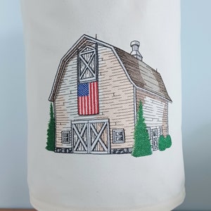 Water Cooler Tank Cover, Decorative Water Cooler Tank Cover, Barn with Flag