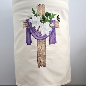 Water Cooler Tank Cover, Decorative Water Cooler Tank Cover, Easter Cross with Lillies