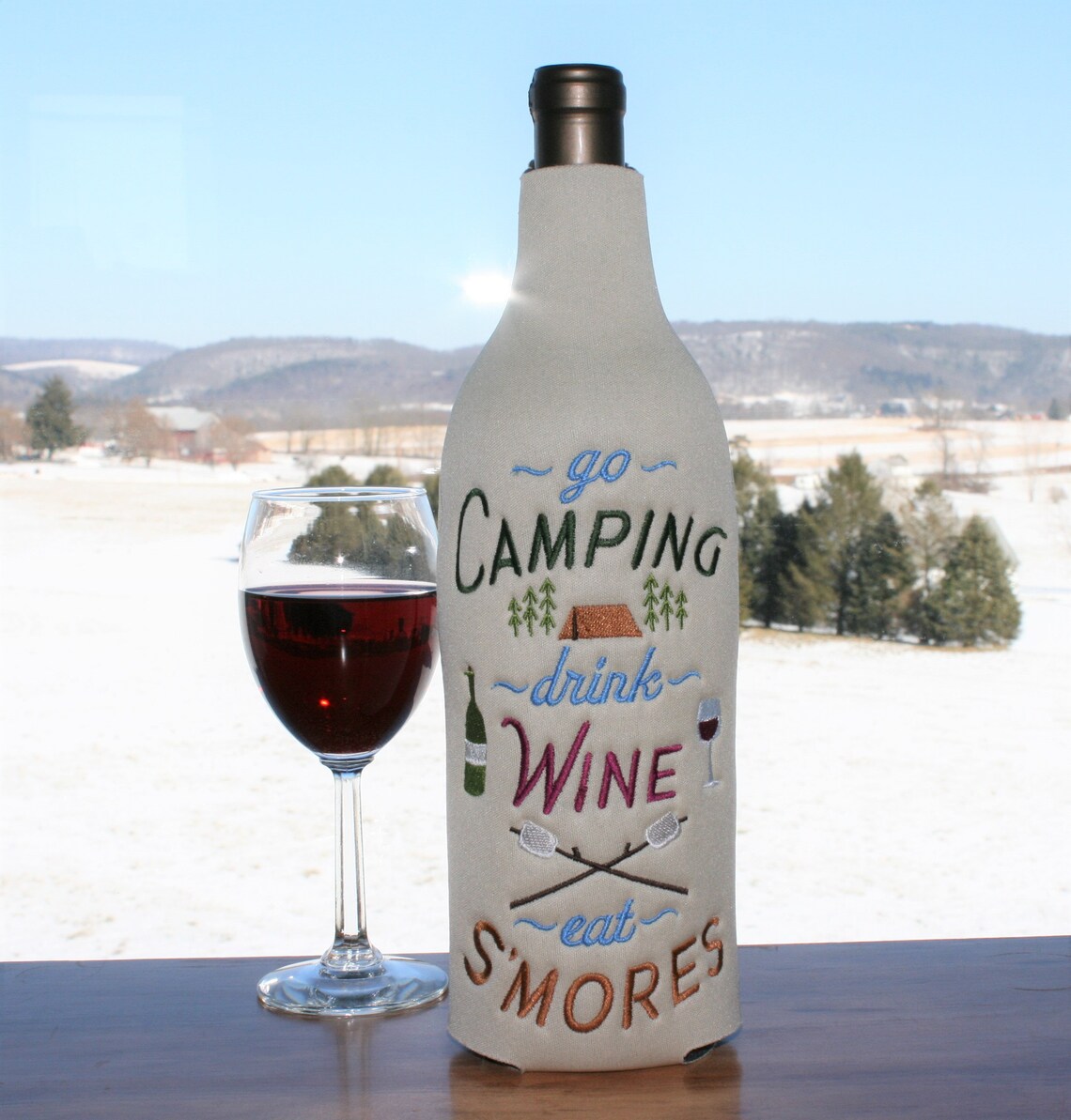 Go Camping Drink Wine Eat S'mores Embroidered Insulated Etsy