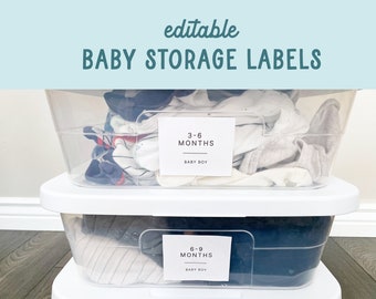 Editable Baby Clothes Storage Labels: Modern Nursery Organization (Digital Download)