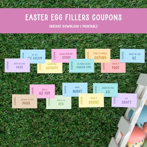 Printable Easter Egg Filler Coupons, Easter Egg Tokens, Coupons for Kids, Easter Coupon, Easter Tokens, Reward Token Prize, Gift for Kids