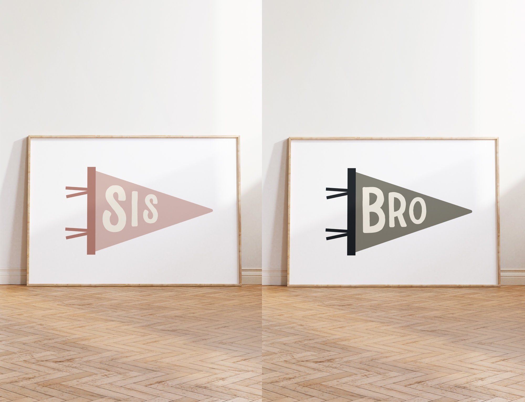Bro & Sis Pennant Flags: Modern Kids Room Decor (digital Download) - Etsy