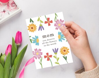 Cartes imprimables pour la fête des mères, bonne fête des mères, carte imprimable, bricolage carte de fête des mères, cartes florales imprimables, téléchargement immédiat