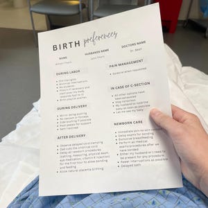 Editable Birth Plan Template: Canva Printable Birthing Preferences image 3