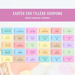 Printable Easter Egg Filler Coupons, Easter Egg Tokens, Coupons for Kids, Easter Coupon, Easter Tokens, Reward Token Prize, Gift for Kids