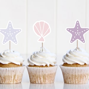 Under the Sea Cupcake Toppers, Printable Girls birthday cupcakes, Mermaid birthday party, Little mermaid party decor, DIGITAL DOWNLOAD