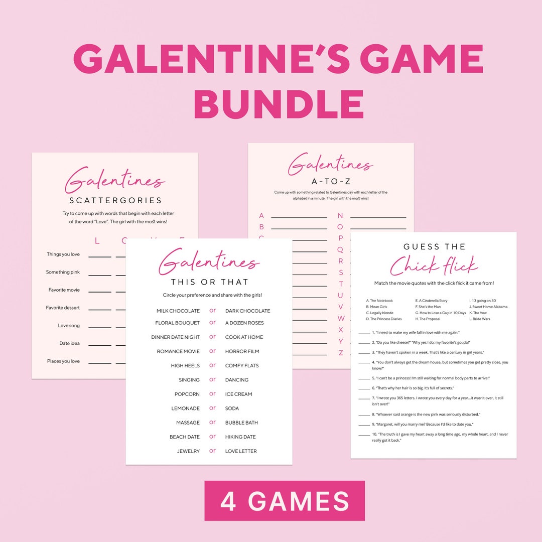 Galentine's Day Games, Galentine's Game Bundle, Galentine's Fun ...