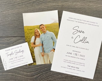 Benutzerdefinierte LDS Hochzeitseinladung Set | Druckbare Digitale Hochzeitseinladung PDF | Fotostempel Hochzeit-Einladung | Druckfertiges Einladungs-Set