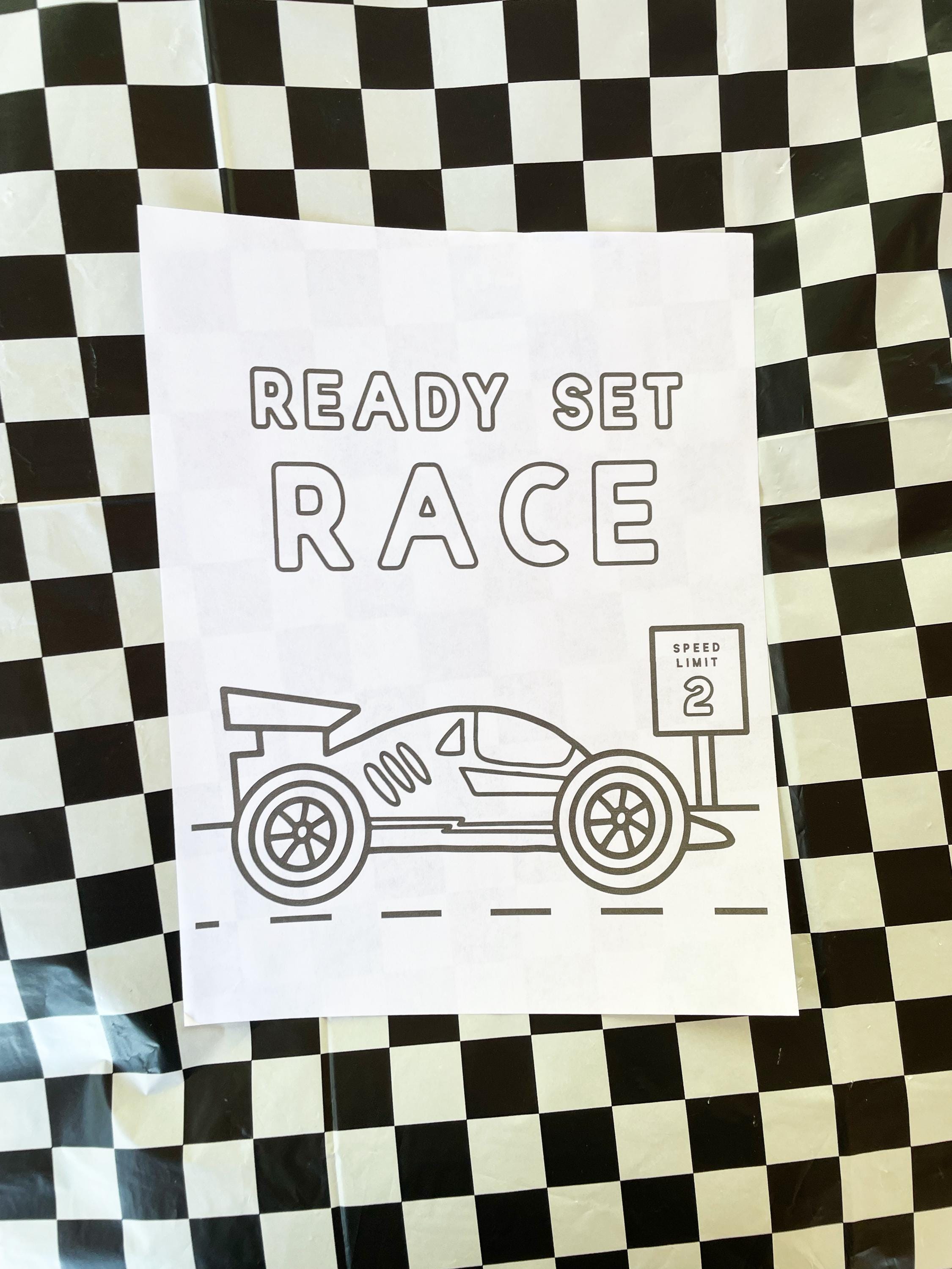 Two Fast Race Car Coloring Page: Birthday Party (printable) - Etsy
